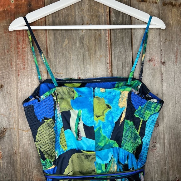 Anthropologie Vanessa Virginia Blue Watercolor Floral Print 50s Midi Dress sz 14 - Picture 6 of 16